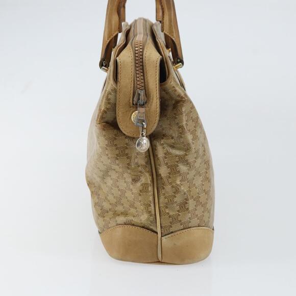 CELINE Macadam Canvas Hand Bag PVC Beige Auth ar13860